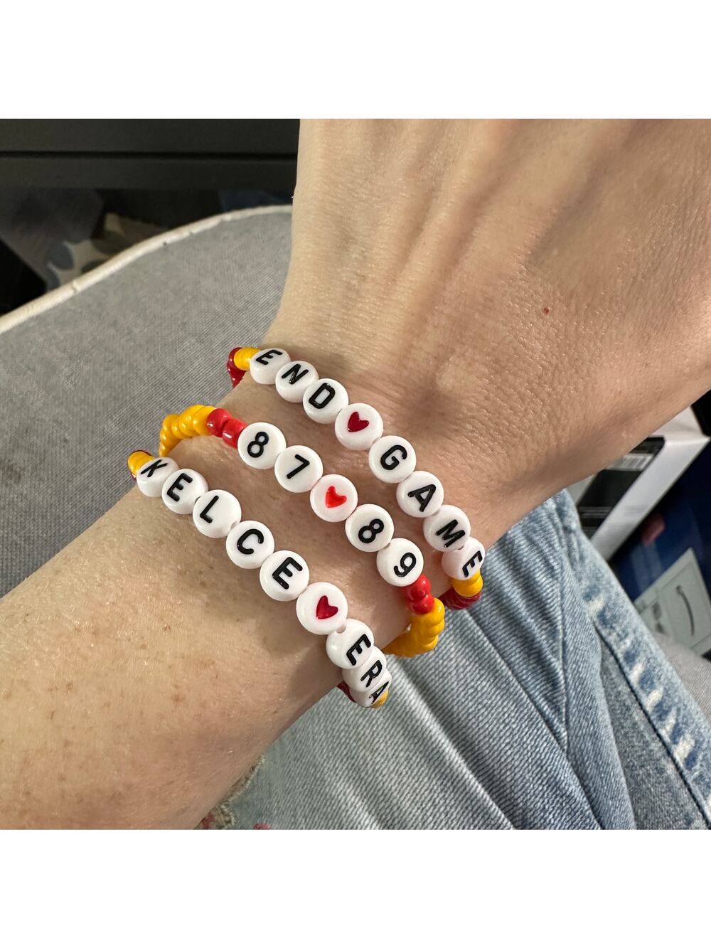 Handmade Taylor Swift Travis Kelce End Game Friendship Bracelets Red Yellow